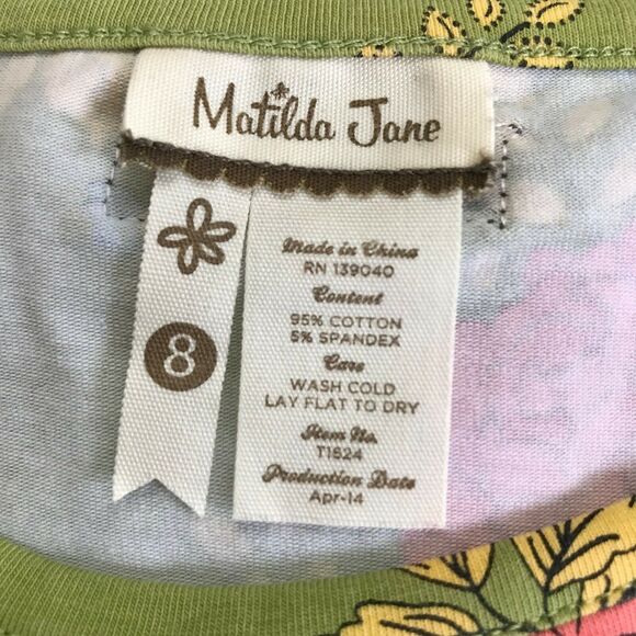 Matilda Jane Girls Top Size 8 Secret Fields Frills Fauna Ruffle Tee Floral Multi - Picture 4 of 7